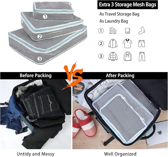 Lubardy Travel Backpack for Men Women 17 Inch Flight Approved Carry on Backpack Waterproof Large 40L Luggage Daypack Business College Weekender Overnight Laptop Backpack with 3 Packing Cubes, Blue