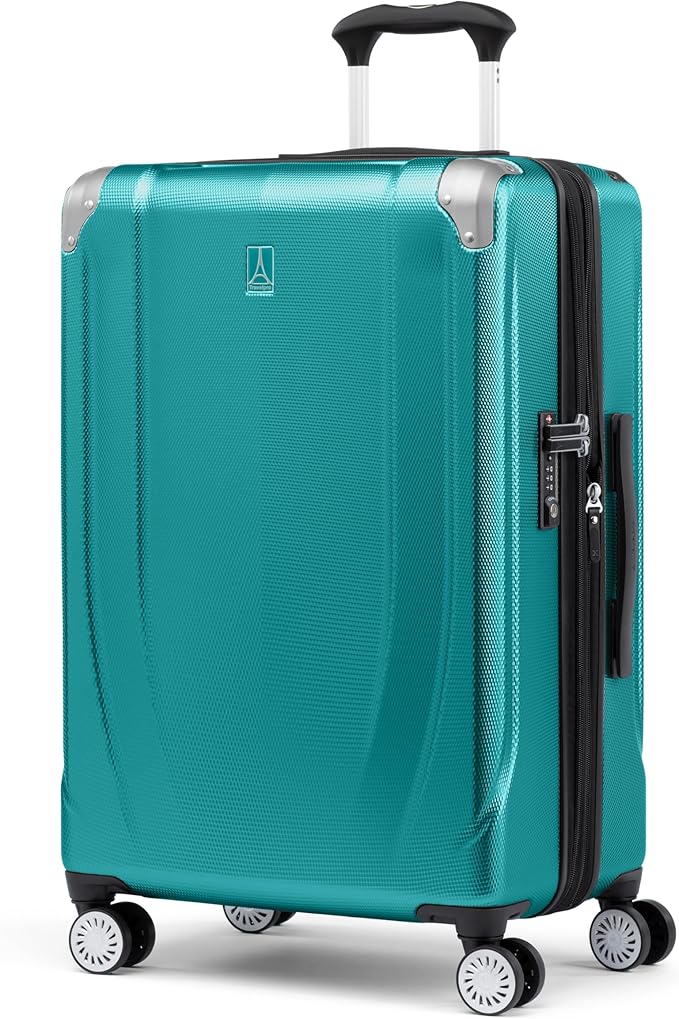 Travelpro Pathways 3 Hardside Expandable Luggage, 8 Spinner Wheels, Lightweight Hard Shell Suitcase, Checked Medium 25 Inch, Kayak Teal