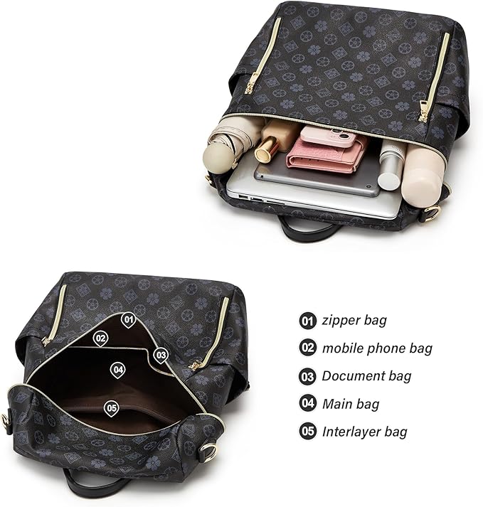 Makes Backpack Purse for Women PU Leather Travel Satchel Handbag Convertible Design Bag with Purse