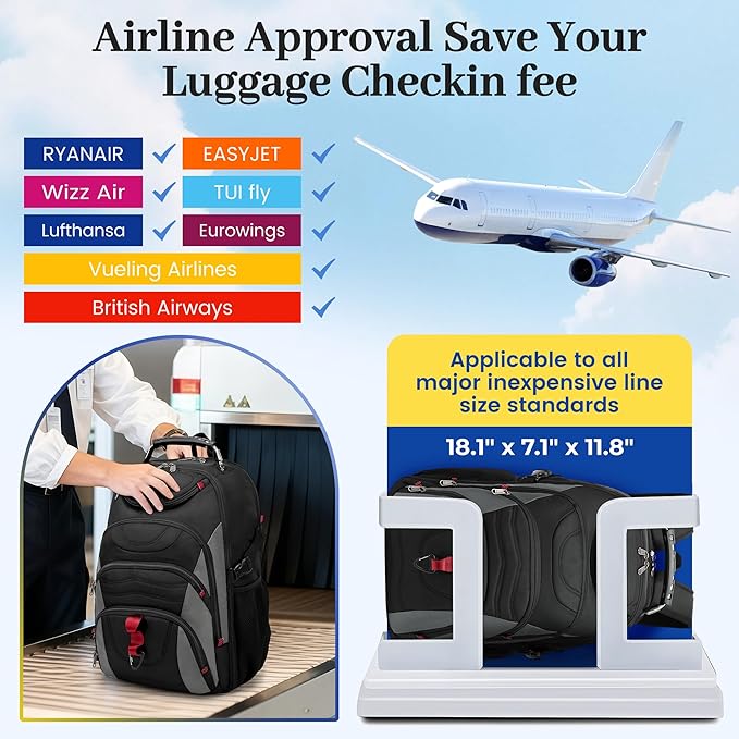 Boavan Vacuum Seal Backpack for Travel with Pump, 55L Large Bag with Zipper‑Off Detachable Vacuum Compression Bag Waterproof Carry On Large Travel Bag for Airline，Bags and Backpack Used Independently