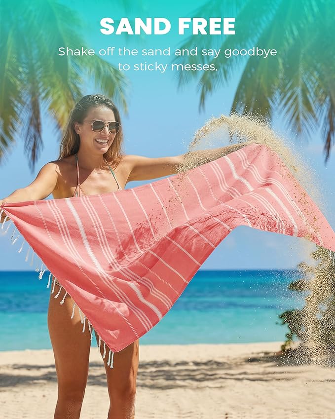 6 Pack Turkish Beach Towels Vacation Essentials Pool Towel for Women Birthday, Teacher Appreciation Thank You Gifts, Mothers Days Bridesmaid Bride Girlfriend Friendship Sister 40th Retirement Gift