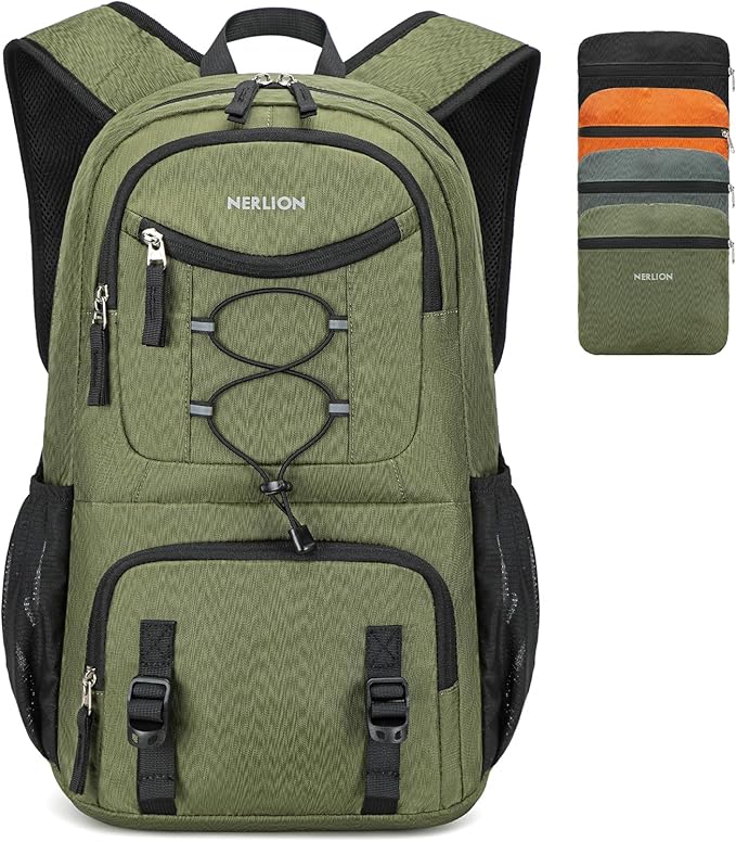 Nerlion Lightweight Foldable 35L Hiking Backpack Travel Backpack for Men Women Camping Waterproof Outdoor Hiking Daypack Backpack Green