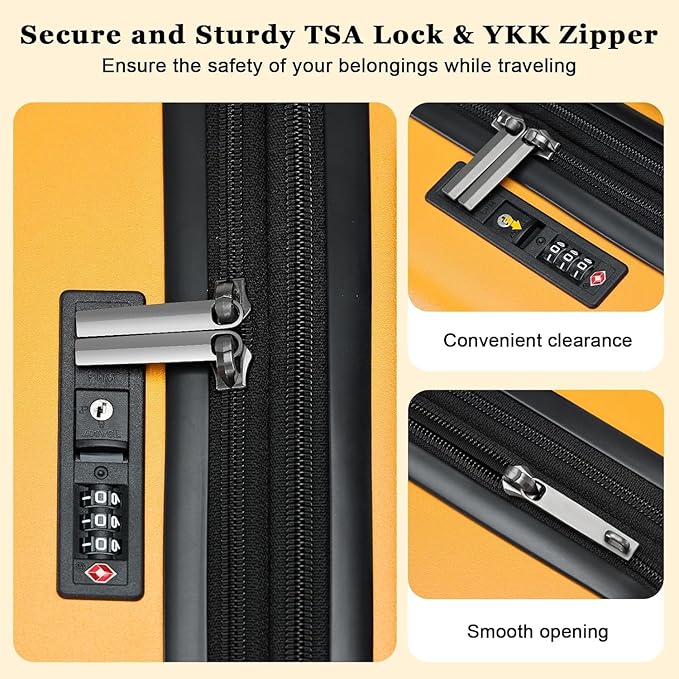 16 Inch Underseat Carry On Luggage Airline Approved, Expandable Lightweight ABS+PC Hard Shell Suitcases with 360° Spinner Wheels, TSA Lock, YKK Zipper, for Business Weekender (Orange, 1 PC)