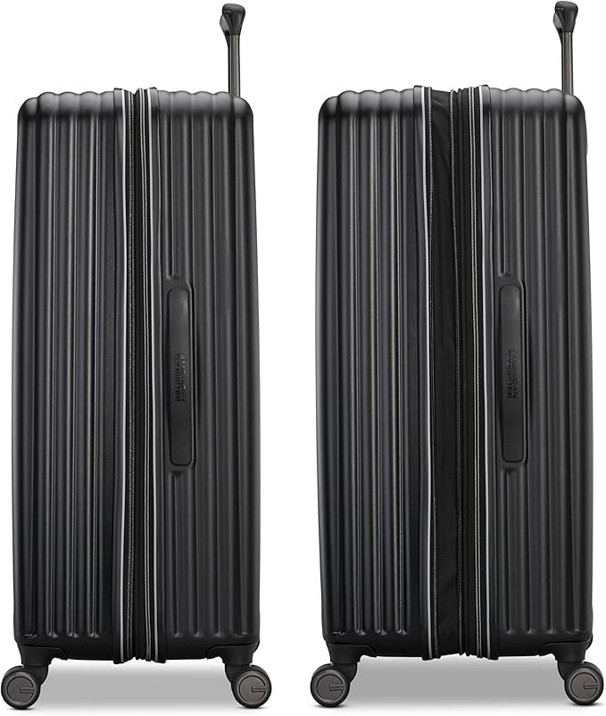 American Tourister Fathead Large Checked Luggage - Customize with Favorite Sports or Character Decal - Durable ABS Hardshell with 1.5" Expansion - 360° Spinner Wheels - RightHeight™ Handle - Black