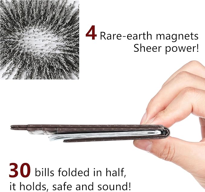 Toughergun Slim Wallet for Men RFID Blocking Money Clip, Minimalist Front Pocket Credit Card Holder, Magnetic Thin Mens Wallets with ID Window