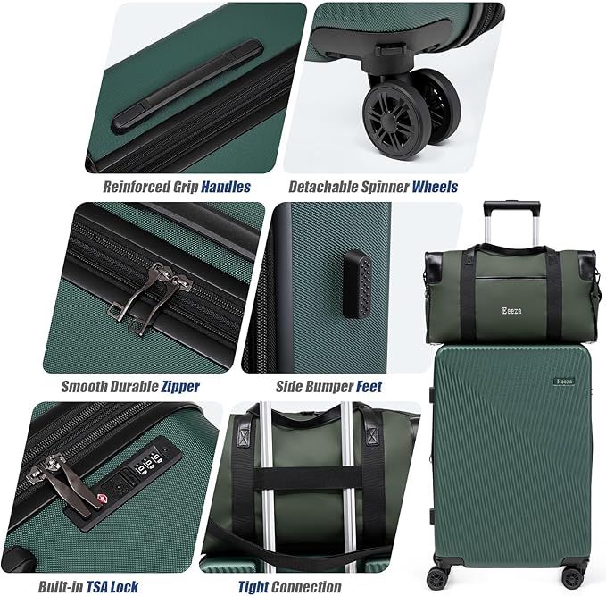 Expandable Luggage Sets 5 Piece,Suitcases with Detachable Wheels,ABS Hard Case Luggage with TSA Lock Spinner Wheels,Carry On Luggage Set