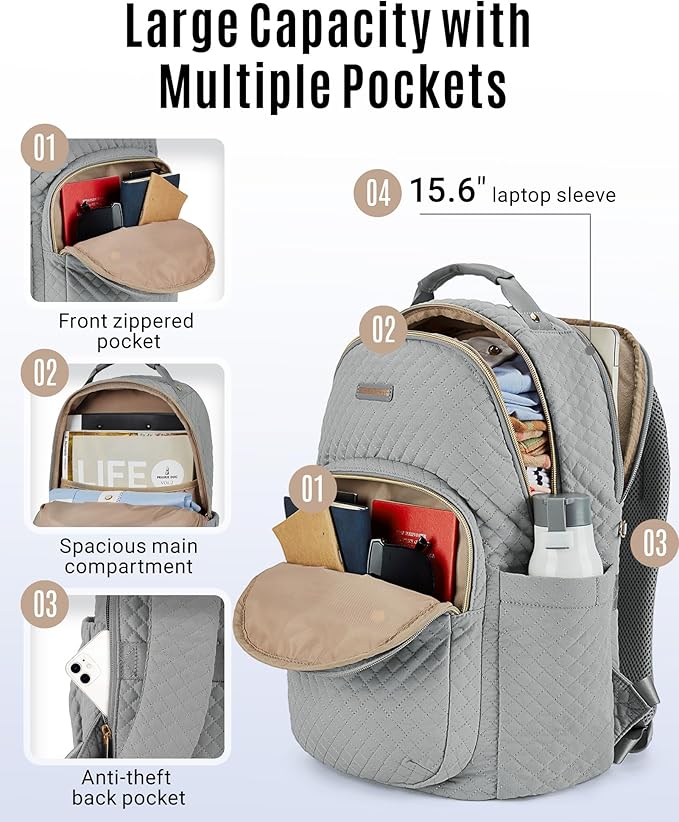 LIGHT FLIGHT Women Backpack for Work Laptop Backpack Women Travel Backpack Laptop Bag 15.6'' Laptop backpack