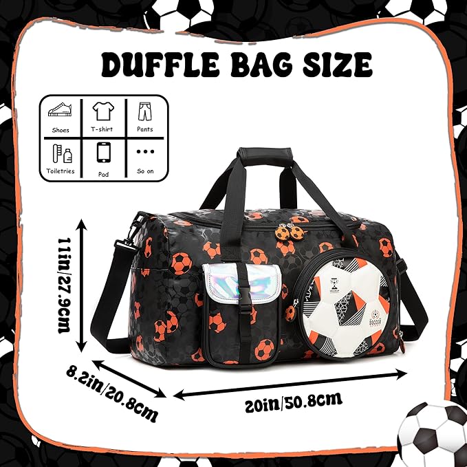 Kids Duffle Bag Boys Travel Bag for Kids Overnight Sports Bags for Boys Weekender Gym Soccer Bags for Boy with Shoe Compartment