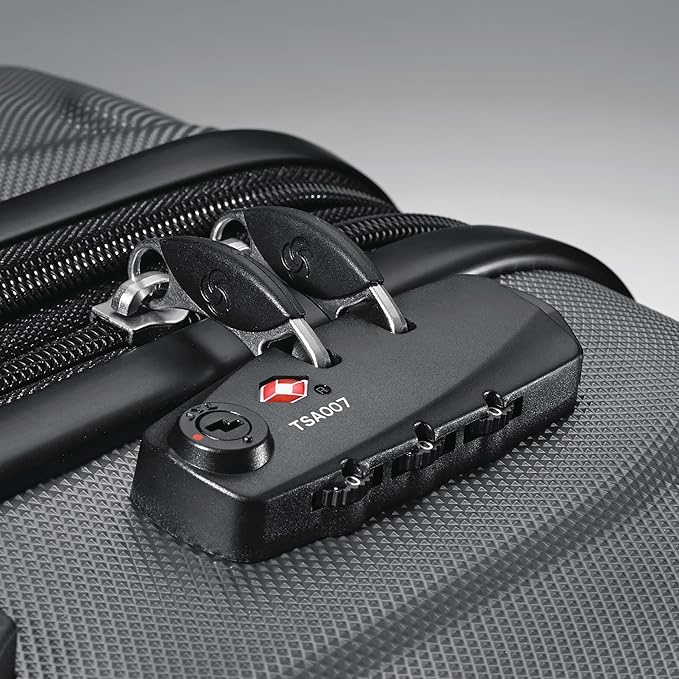 Samsonite Omni PC Hardside Expandable Luggage with Spinner Wheels, Checked 24-Inch, Charcoal