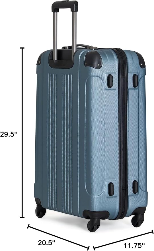 Kenneth Cole REACTION Out of Bounds Lightweight Hardshell 4-Wheel Spinner Luggage, Granite Blue, 28-Inch Checked