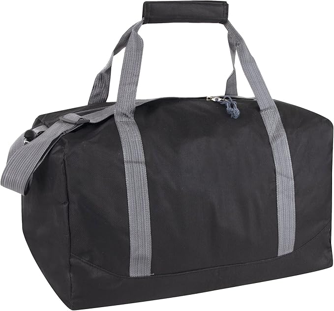 30 Liter, 17 Inch Canvas Duffle Bags for Men and Women – Travel Weekender Overnight Carry-On Shoulder Duffel Tote Bags (Black)