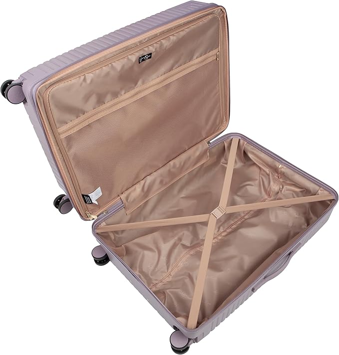 Jessica Simpson Abilene 28" Expandable 8-Wheel Spinner Large Checked Luggage Suitcase, Elderberry