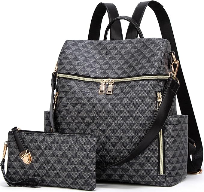 Makes Backpack Purse for Women PU Leather Travel Satchel Handbag Convertible Design Bag with Purse 2 Piece