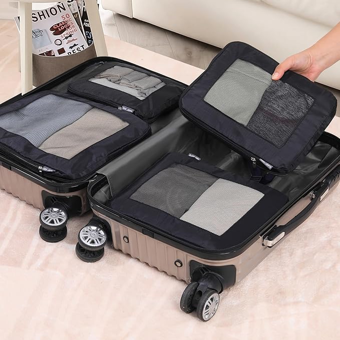 Ultralight Compression Packing Cubes Travel for Suitcases ，Compressible Mesh Packing Cubes for Travel Women Packing Organizers 4 Set