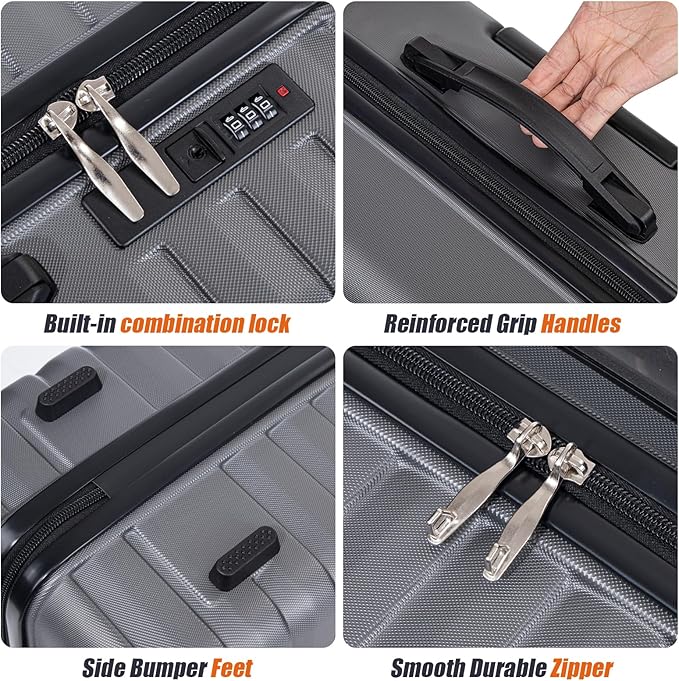 Luggage Sets 5 Piece Suitcases with Wheels, Suitcase Set ABS Hard Case Luggage with Lock Spinner Wheels Durable Travel Luggage