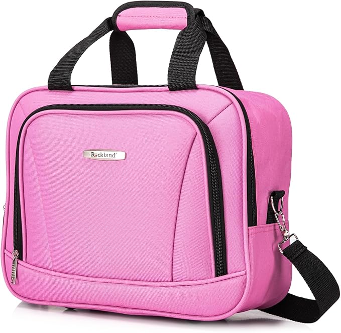 Rockland Melbourne Hardside Expandable Spinner Wheel Luggage Set, Pink, Carry-On 20-Inch and Tote 14-Inch