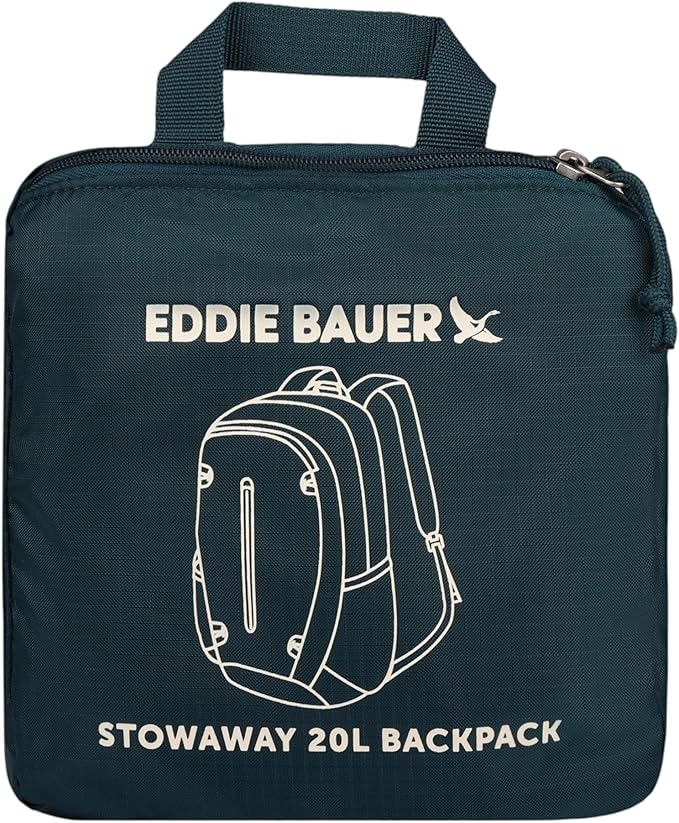 Eddie Bauer Stowaway Packable Backpack | Travel | Outdoor | Lightweight | Foldable | Durable | Ripstop Polyester | 20L - Marine