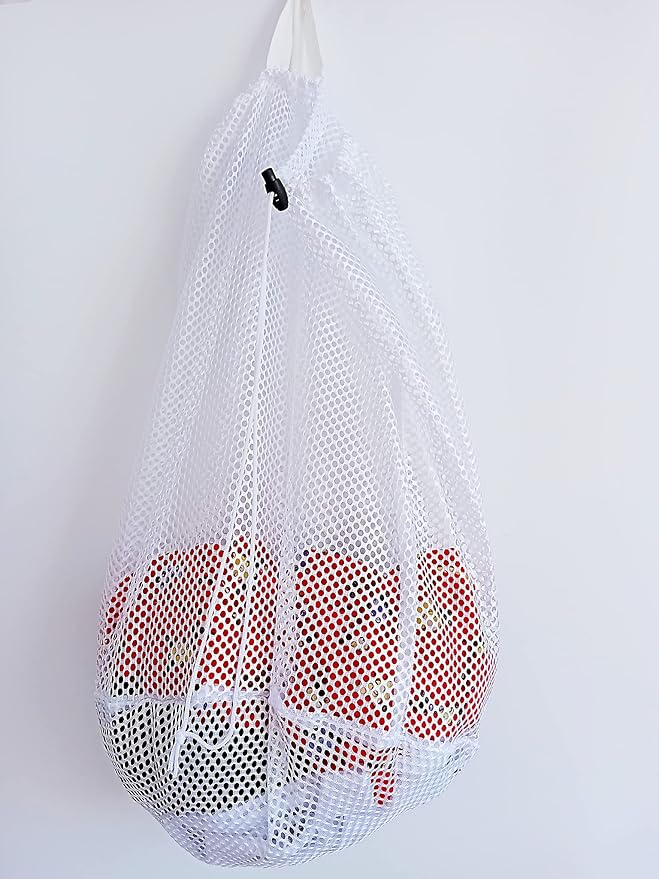 Small Commercial Mesh Laundry Bag with Handle and Drawstring for Dormitory, Travelling, College,Apartment, Camping, RV, Machine Washable, Hanging Mesh Bag,20×17inc