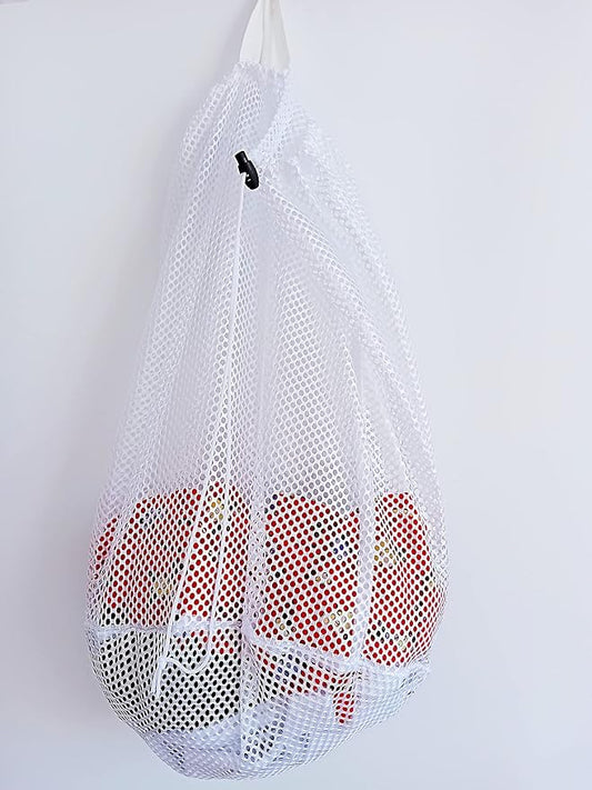 Small Commercial Mesh Laundry Bag with Handle and Drawstring for Dormitory, Travelling, College,Apartment, Camping, RV, Machine Washable, Hanging Mesh Bag,20×17inc