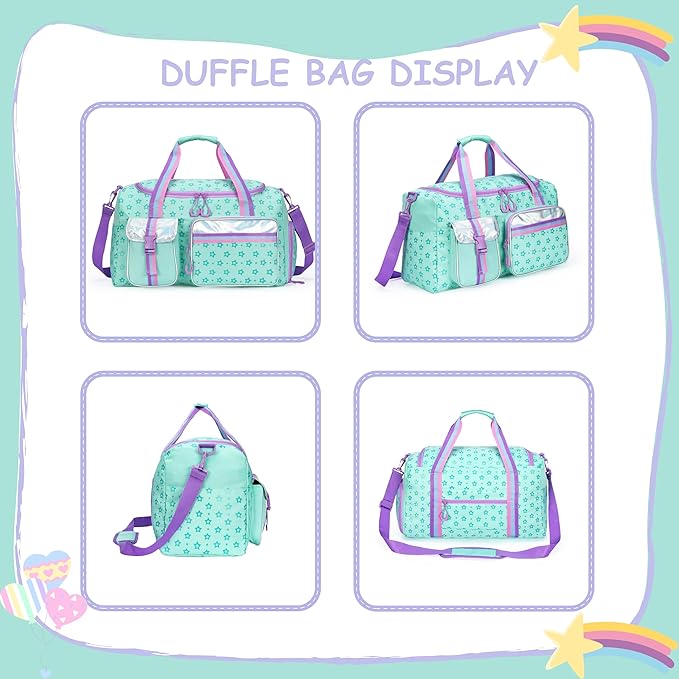 Kids Duffle Bag Girls Women Travel Overnight Bag for Girls Women Gifts Tote Sleepover Bags for Kids Gym Dance Bags with Shoes Compartment