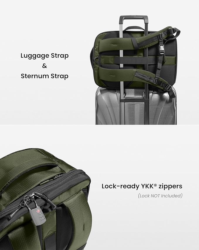 tomtoc Travel Backpack 40L, TSA Friendly Flight Approved Carry-on Luggage Hand Water-resistant Lightweight Business Rucksack, Durable Large Weekender Bag Daypack Fits 17.3 Inch Laptop