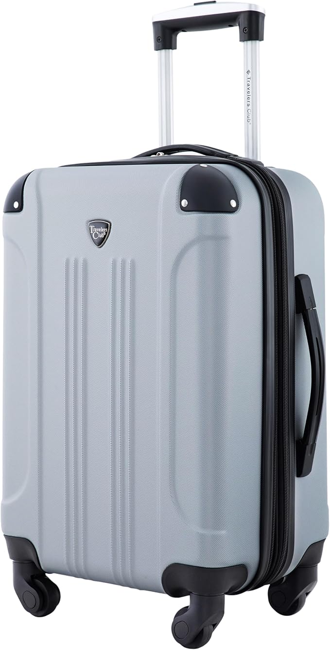Travelers Club Chicago Hardside Expandable Spinner Luggage, Silver, 22" Carry-On