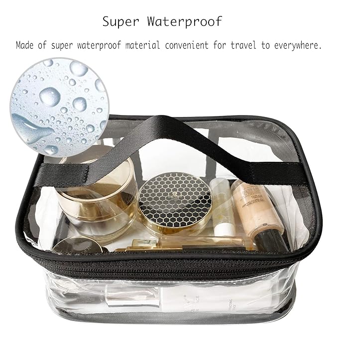 Toiletry Bag Makeup Cosmetic Clear Bag Portable Waterproof Transparent Travel Storage Black