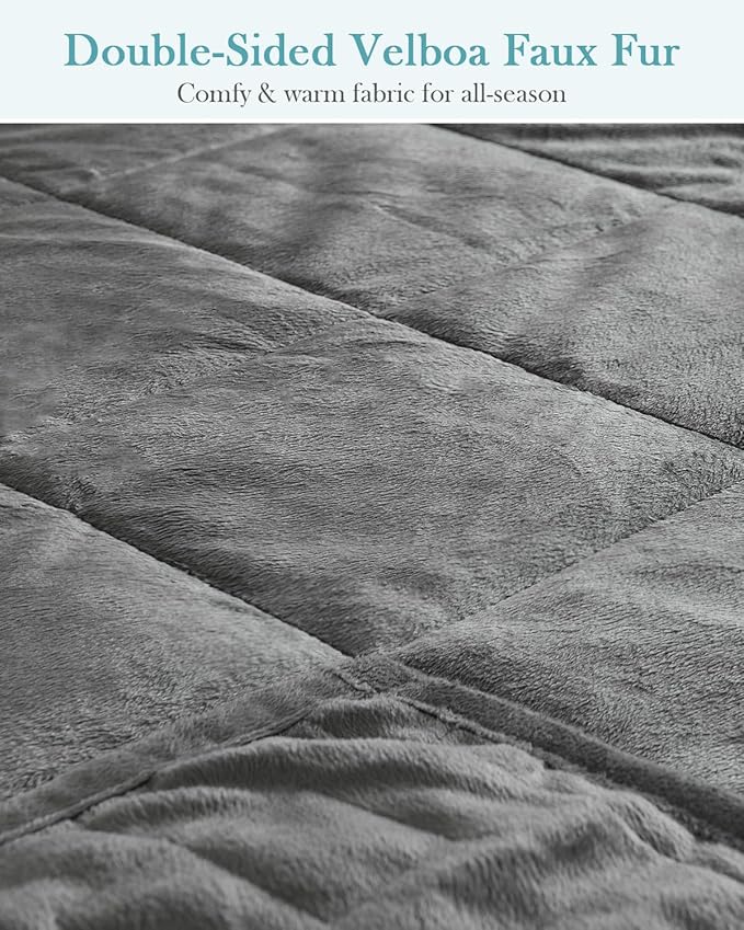Topblan Weighted Blanket Twin Size 15lbs, Adult Weighted Blankets with Soft Warm Fabric for Sleeping and Calming, Adult Heavy Blanket for Sofa Bed, Grey, 48 x 72 inches