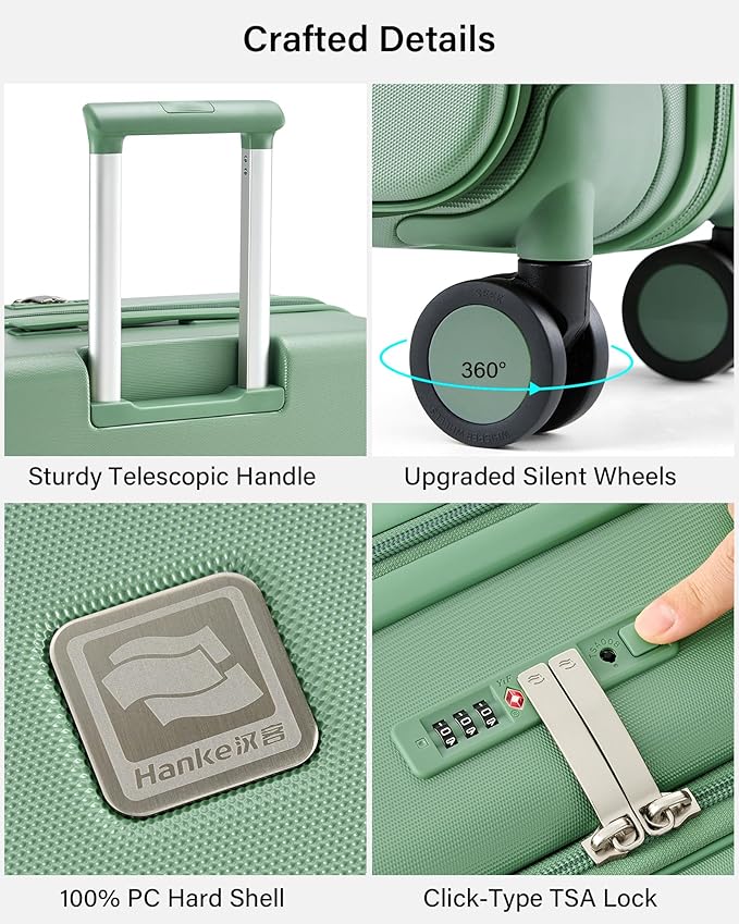 Hanke Hardside Expandable Large Checked Luggage, 28 Inch Top Opening Trunk Luggages with Spinner Wheels, All-PC Hard Shell Suitcase, Lightweight TSA Approved (Forest Green, 120L)
