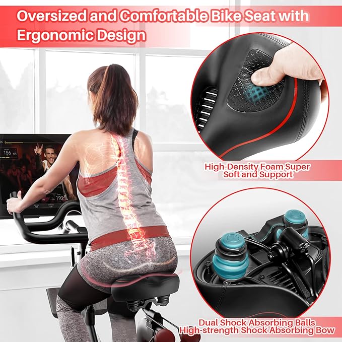 Oversized Bike Seat for Peloton Bike & Bike+, Comfort Seat Cushion Compatible with Peloton, Road or Exercise Bikes, Bicycle Wide Saddle Replacement for Men & Women, Accessories for Peloton