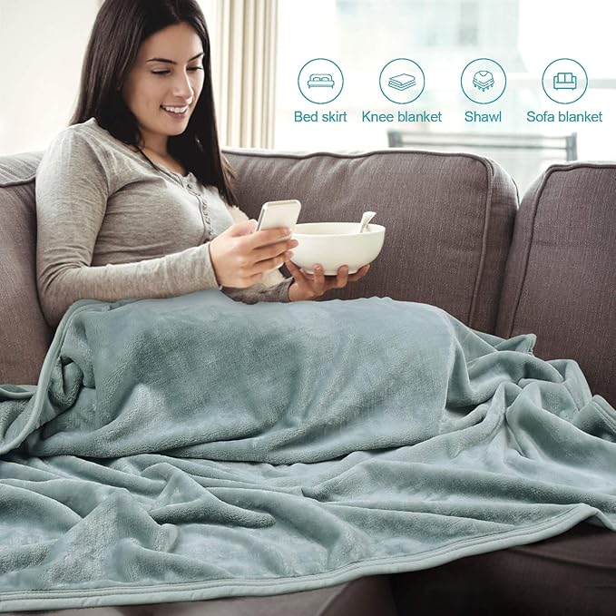 EIUE Comfortable Flannel Fleece Blanket Set,Ultra Soft Full Body Nap Blanket Quilt for Home & Travel,Wedding Favors Gift for Family Couple(2 Packs,60x80)