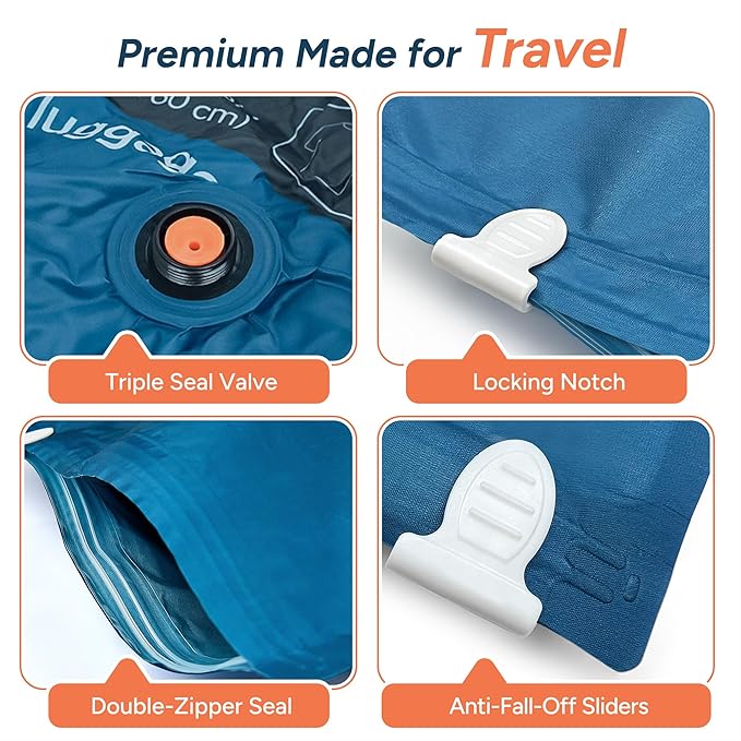 travel inspira 2026 Upgraded Vacuum Travel Bags Oxford Cloth Compression Packing Bags with Privacy Protection Space Saver for 20/24/28" Luggage Suitcase Reusable Travel Essentials (S/M/L)