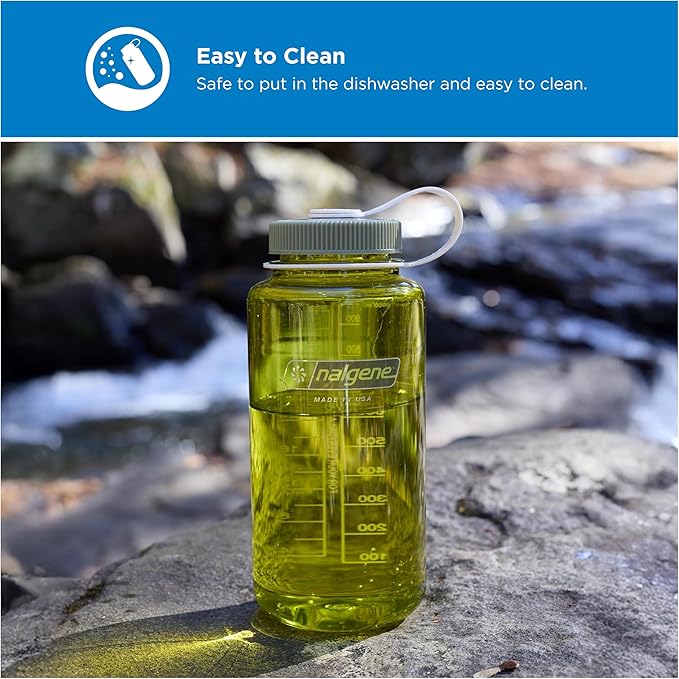 Nalgene 32 oz Wide Mouth Water Bottle | BPA-Free, Durable & Leak Proof, Lightweight Bottle for Hiking & Gym, Work & Travel