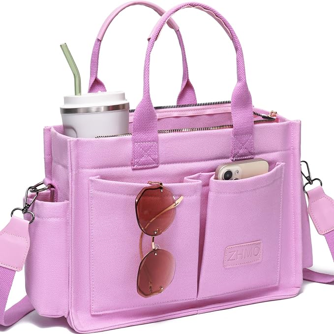 ZHMO Canvas Tote Bag for Women,Women's Bags Crossbody Bags Work Laptop Tote Bag Large Handbags Purse for Travel Nurse Teacher