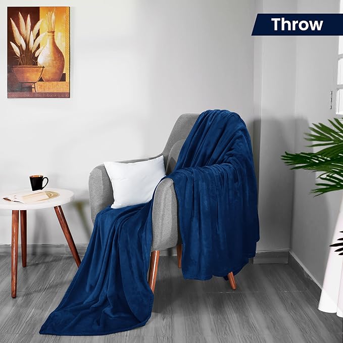 Utopia Bedding Fleece Blanket Throw Size Navy 300GSM Luxury Anti-Static Fuzzy Soft Microfiber Blanket for Couch, Sofa and Bed (50x60 Inch)
