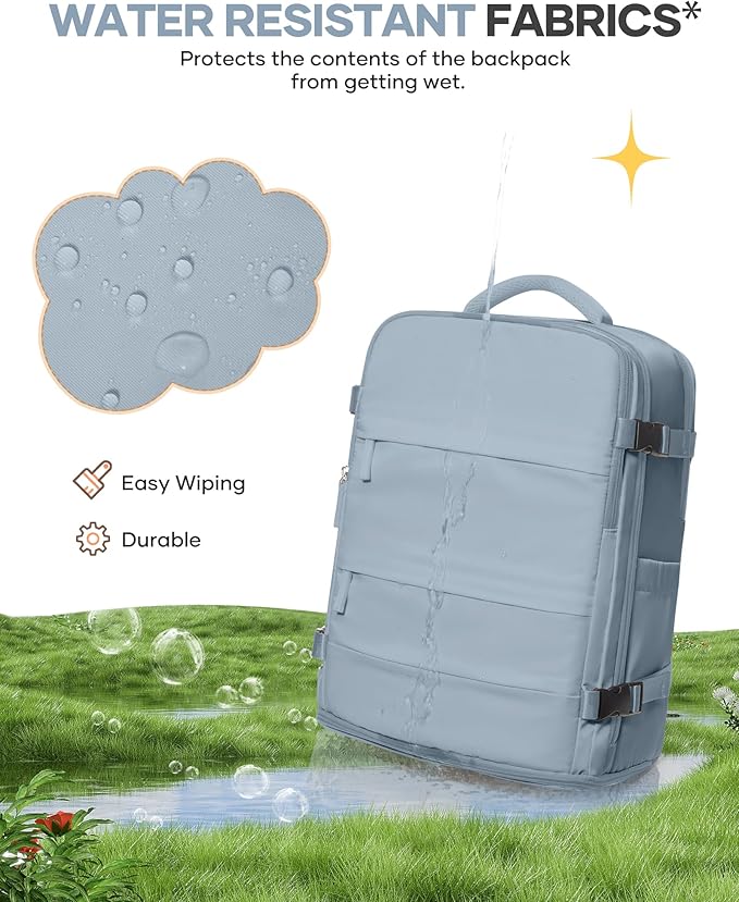coofay Large Travel Backpack For Women Men Airline Approved Carry On Backpack Flight Approved Waterproof Sports Luggage Backpack Casual Daypack Hiking Backpack Grey Blue