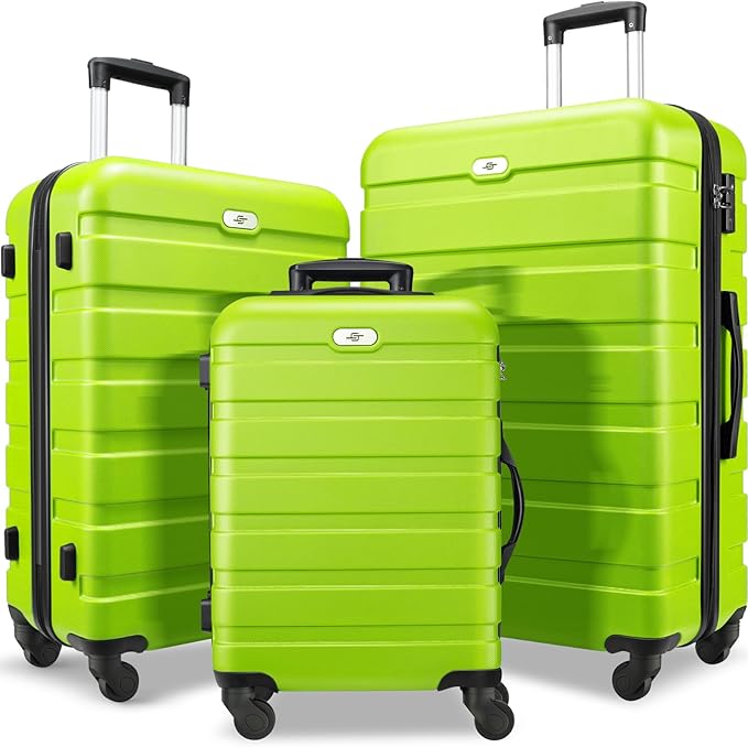 Suitour Luggage 3 Piece Sets Hard Shell Luggage Set with Spinner Wheels, TSA Lock, 20 24 28 inch Travel Suitcase Sets, Lime Green