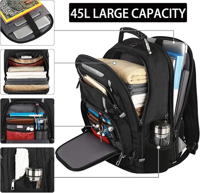 Mogplof 17 inch Laptop Backpack, Large Travel Backpack for Men Airline Approved and TSA Friendly, RFID Anti Theft Water Resistant Bookbag Fit for College High School Students Weekender