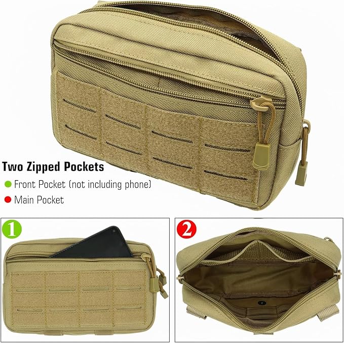 Tactical Molle Pouch, Multi-Purpose EDC Admin Pouch Utility Gadget Gear Backpack Military Waist Bag for Outdoor, Hunting, Traveling, Hiking