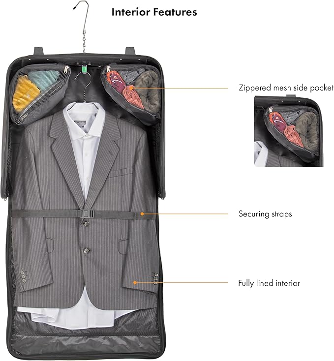 Travel Select Amsterdam Business Rolling Garment Bag, Softside Expandable Rolling 2-Wheeled Suit Carrier, Black, One Size