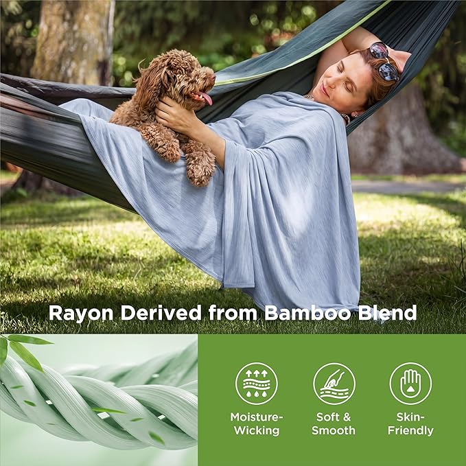 Bedsure Celestial Blue Cooling Blanket for Hot Sleepers - Summer Cold Throw Blanket for Bed, Arc-Chill Lightweight Summer Bedding, Cool Thin Ice Cold Throws with Rayon Derived from Bamboo, 50x70