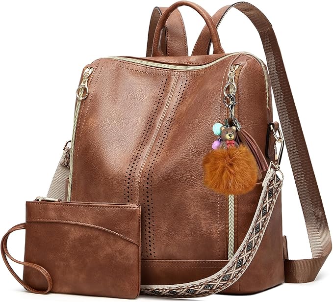 Makes Backpack Purse for Women PU Leather Travel Satchel Handbag Convertible Design Bag with Purse