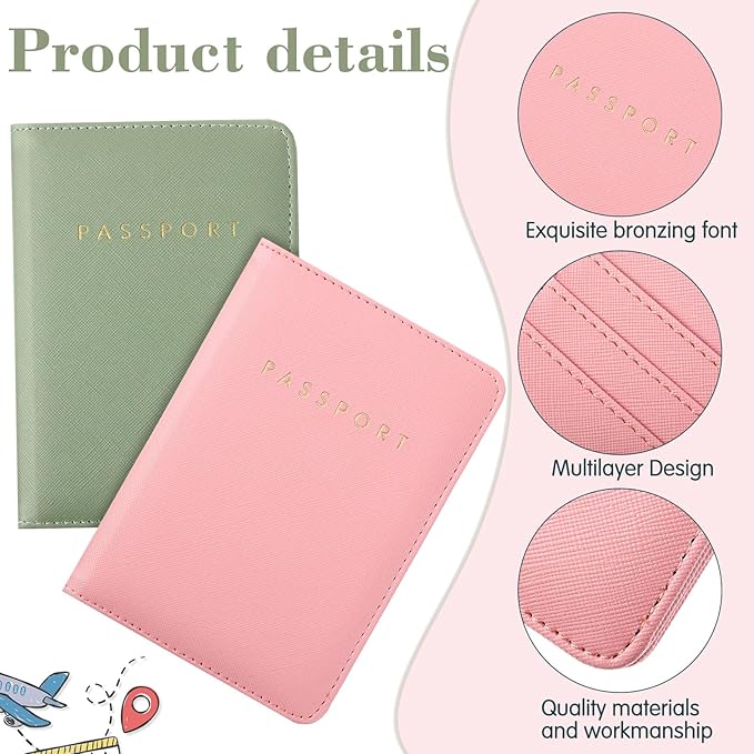 2 Pcs Passport Cover Holder for Travel Waterproof Leather Passport Wallet Case Book Travel Cruise Essentials for Women Men | 2 Pieces, Bridal, Holder, Waterproof, Holder Covers, Travel Wallet