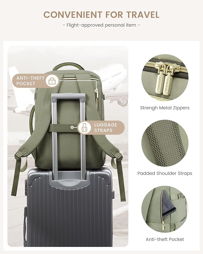 LOVEVOOK Travel Backpack for Women/Men, Personal Item Bag with 3 Packing Cubes Fits 17" Laptop, 50L Travel Backpack Carry on Flight Approved, Water-resistant Carry On Bag for Airplanes