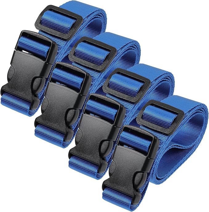 Vigorport Utility Straps Quick Release Nylon Backpack Accessory Bag Strap,Adjustable for Hiking,Travel,Outdoor Sports-4 Pack (Blue, 1" W-48 L)