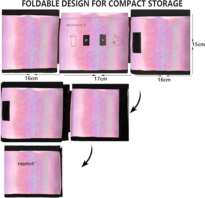 riemot Luggage Travel Cup Holder Free Hand Drink Carrier - Hold Two Coffee Mugs - Fits Roll on Suitcase Handles - Gifts for Flight Attendants Travelers Accessories Glitter Pink