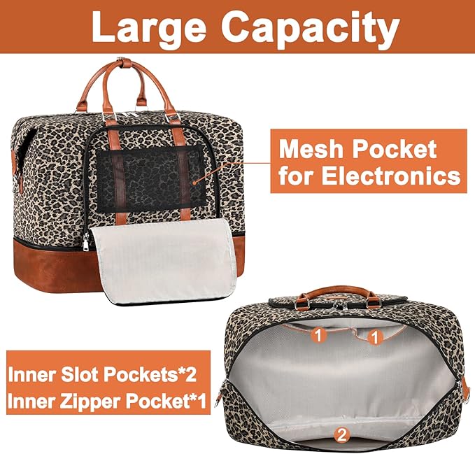 Travel Weekender Bag for Women, 21" Overnight Bag with Shoe Compartment 50L Large Travel Duffel Bag Carry On Tote for Weekend, Overnight, Business Trips, Water Resistant