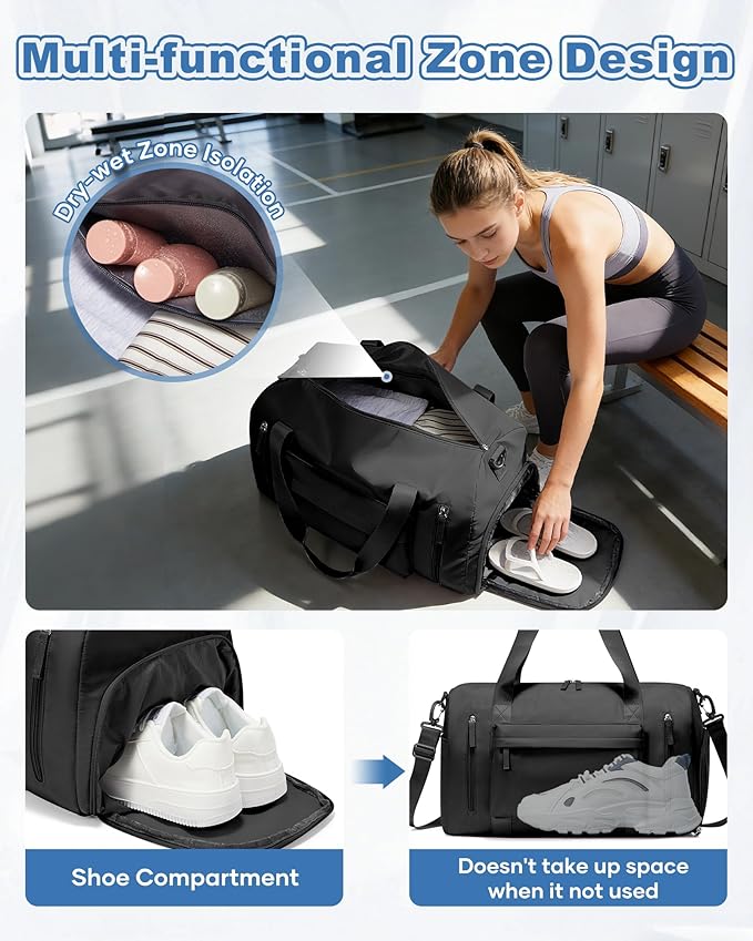 Gym Bag Womens,Travel Duffel Carry on Bag Sport Tote Bag Weekend Overnight Bag