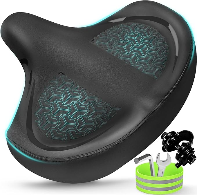 Bicycle Seat, Bike Seat for Women Men Extra Comfort Wide, Oversized Comfortable Seats Saddle for Peloton Bikes, Fit for Exercise Bikes, Electric Bikes, Mountain Bikes, Cruiser Bikes