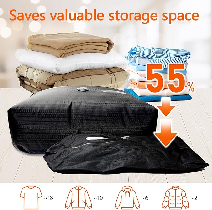 Travel Vacuum Bags with Electric Pump, Ideal for Carry-On Suitcases & Backpacks, 24L Small & Compact Portable IPX7 Waterproof Vacuum Compression Storage Bags Set (1 Bag + Pump)